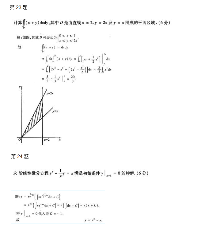 安徽成人高考专升本高数一考试真题_06