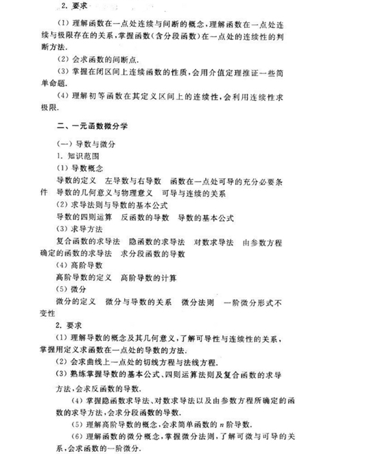 2019年安徽成人高考专升本高等数学一考试大纲_03