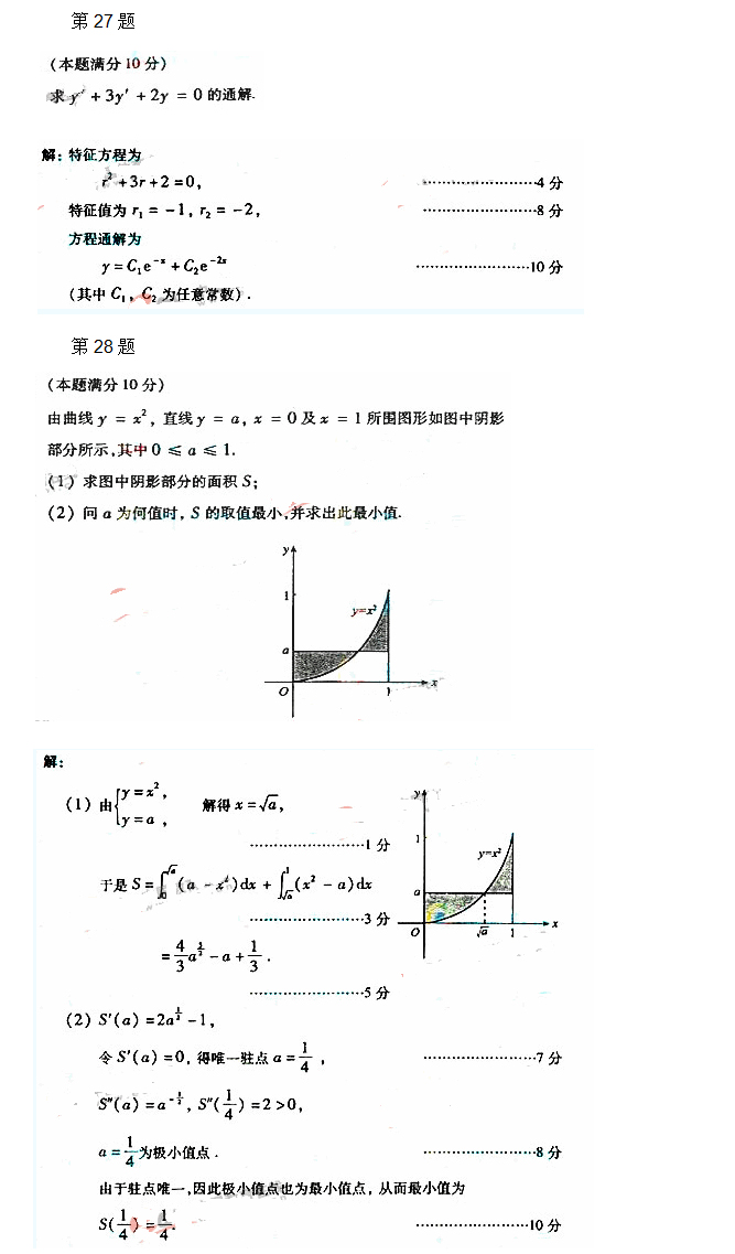 安徽成人高考专升本高数一考试真题_08
