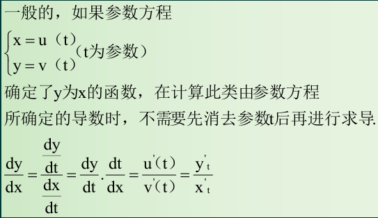 参数方程表示的函数求导法则